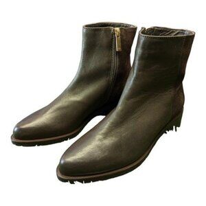 Aquatalia Carisa Boot Leather and Suede Weatherproof Side Zip Women's Brown 5 M